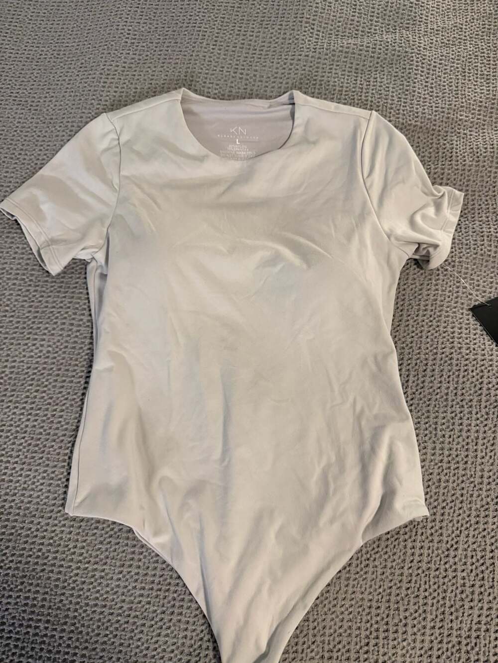 Klassy Network Bodysuit Size L Short Sleeve Crewneck Beige